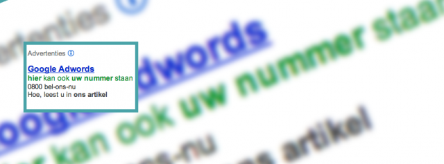 palvelunumerosi Google AdWords -mainoksessa